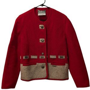 VTG Wesenjak Tirol Angelika Austria Red Wool Jacket Women's US 10
